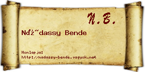 Nádassy Bende névjegykártya